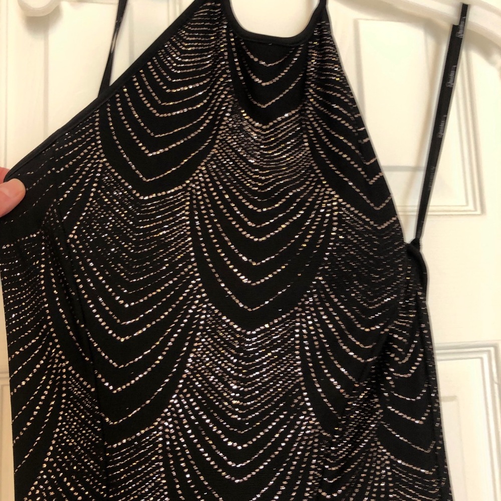 Elegant Black High Neck Low Back Evening Gown